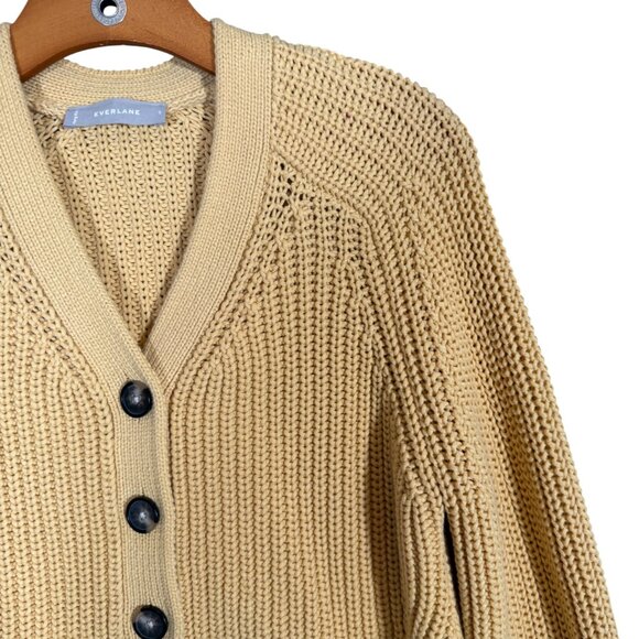 Everlane The Cotton Texture Cardigan Knit Chunky Knit Yellow S - Picture 3 of 8